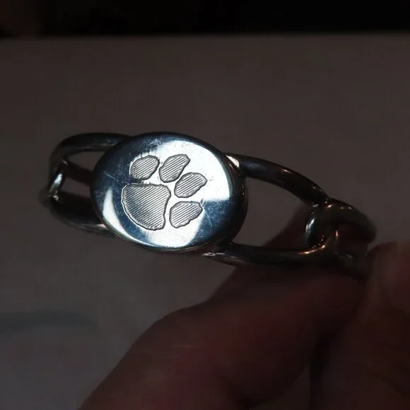 Paw Print silver cuff bracelet (Clemson Tigers) - Picture 5 of 5